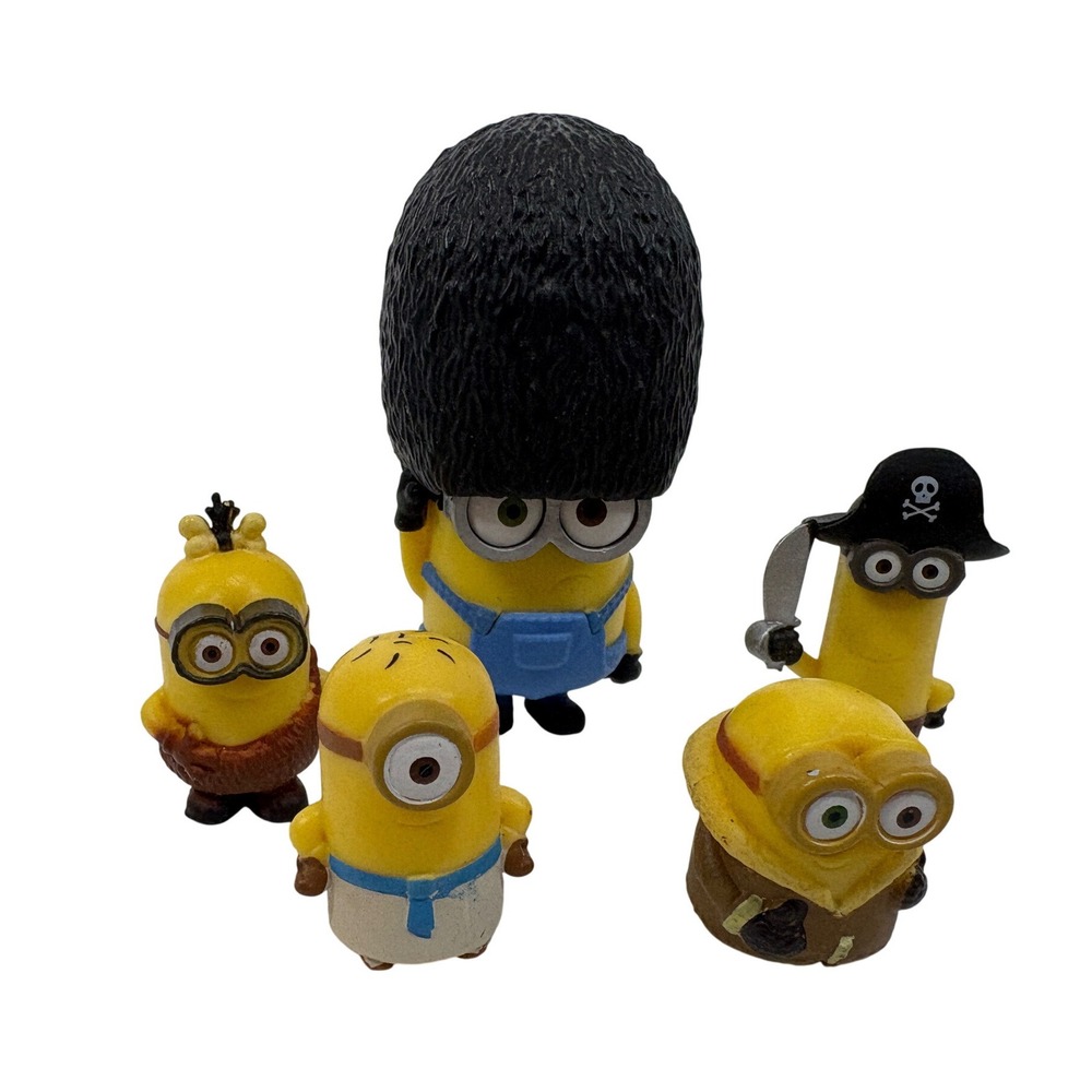 Thinkway Toys Minions Despicable Me Mini Figure Lot Pirate Caveman 5pc Set